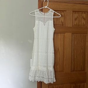 Lace knee length white dress